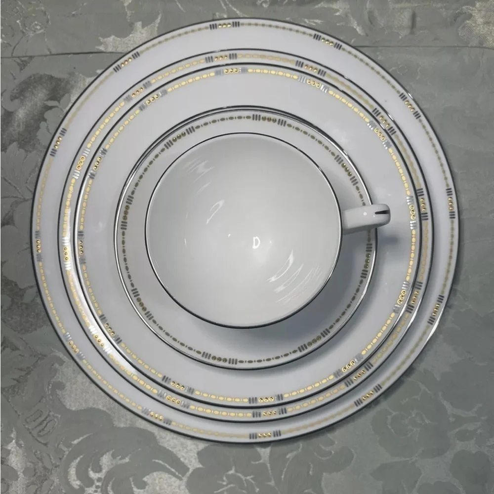 Rare Waterford‎ Crystal Basque China 6 Piece Place Setting Discontinued Vintage